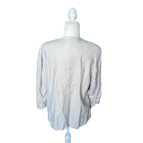 Fairycore neutral linen blend butterflies painted unstructured blazer sz 14 - Picture 3 of 11